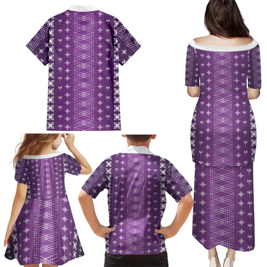 Purple Samoa Malu Tattoo Inspired Family Matching Puletasi and Hawaiian Shirt - Polynesian Pride