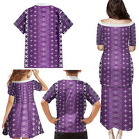 Purple Samoa Malu Tattoo Inspired Family Matching Puletasi and Hawaiian Shirt - Polynesian Pride
