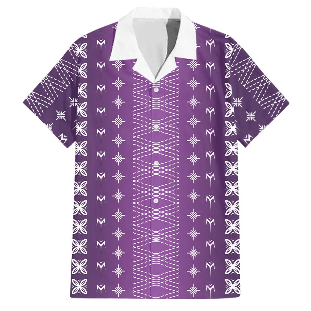 Purple Samoa Malu Tattoo Inspired Family Matching Short Sleeve Bodycon Dress and Hawaiian Shirt - Polynesian Pride