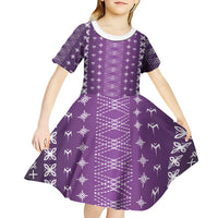 Purple Samoa Malu Tattoo Inspired Kid Short Sleeve Dress - Polynesian Pride