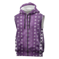 Purple Samoa Malu Tattoo Inspired Sleeveless Zip Hoodie - Polynesian Pride
