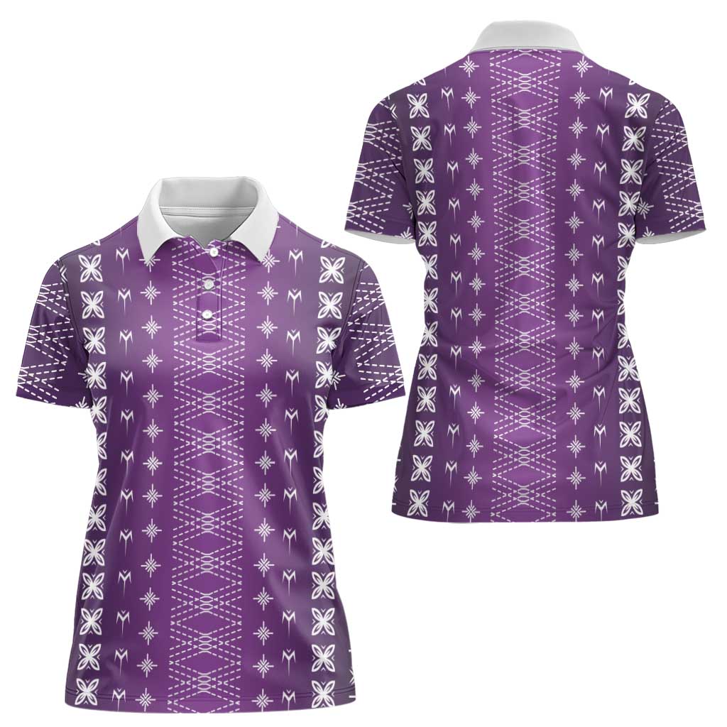 Purple Samoa Malu Tattoo Inspired Women Polo Shirt - Polynesian Pride