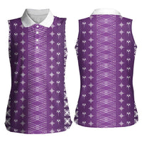 Purple Samoa Malu Tattoo Inspired Women Sleeveless Polo Shirt - Polynesian Pride
