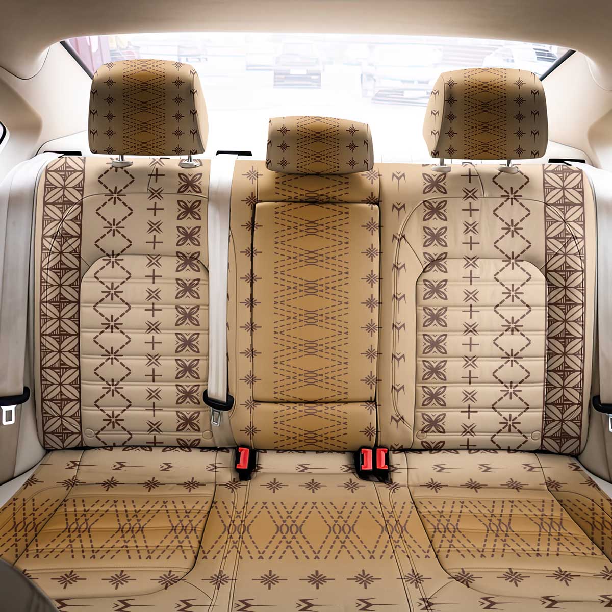 Beige Samoa Malu Tattoo Inspired Back Car Seat Cover - Polynesian Pride