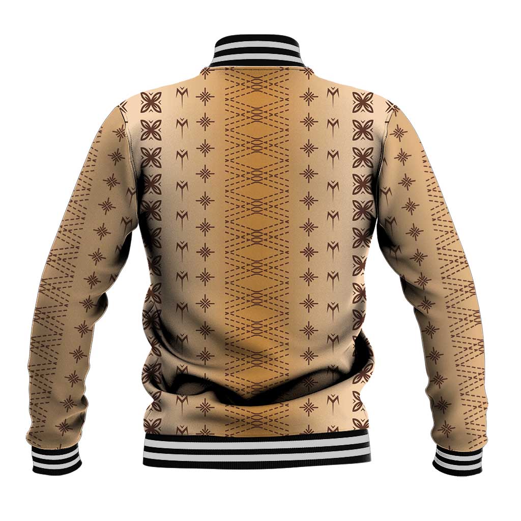 Beige Samoa Malu Tattoo Inspired Baseball Jacket - Polynesian Pride