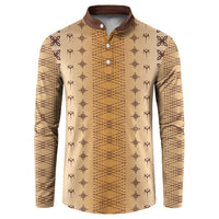 Beige Samoa Malu Tattoo Inspired Button Sweatshirt - Polynesian Pride
