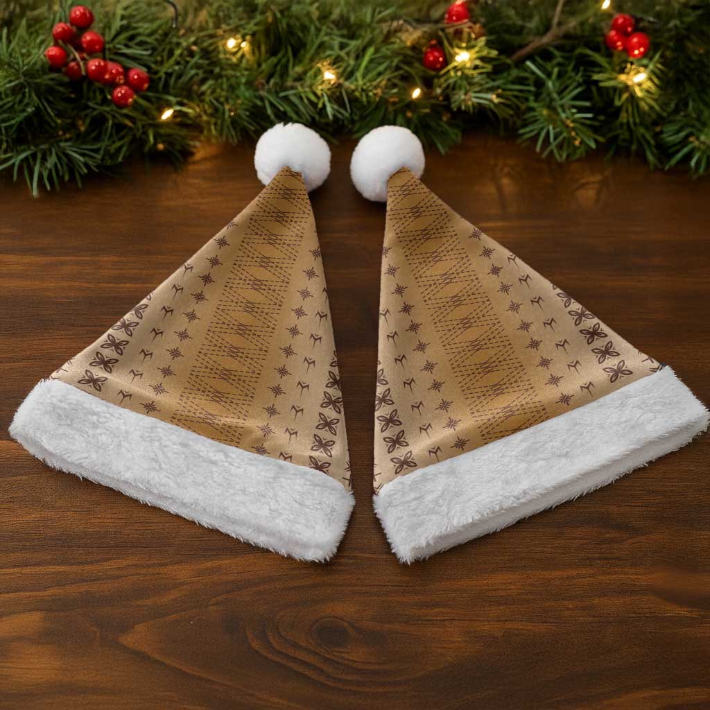 Beige Samoa Malu Tattoo Inspired Christmas Santa Hat - Polynesian Pride