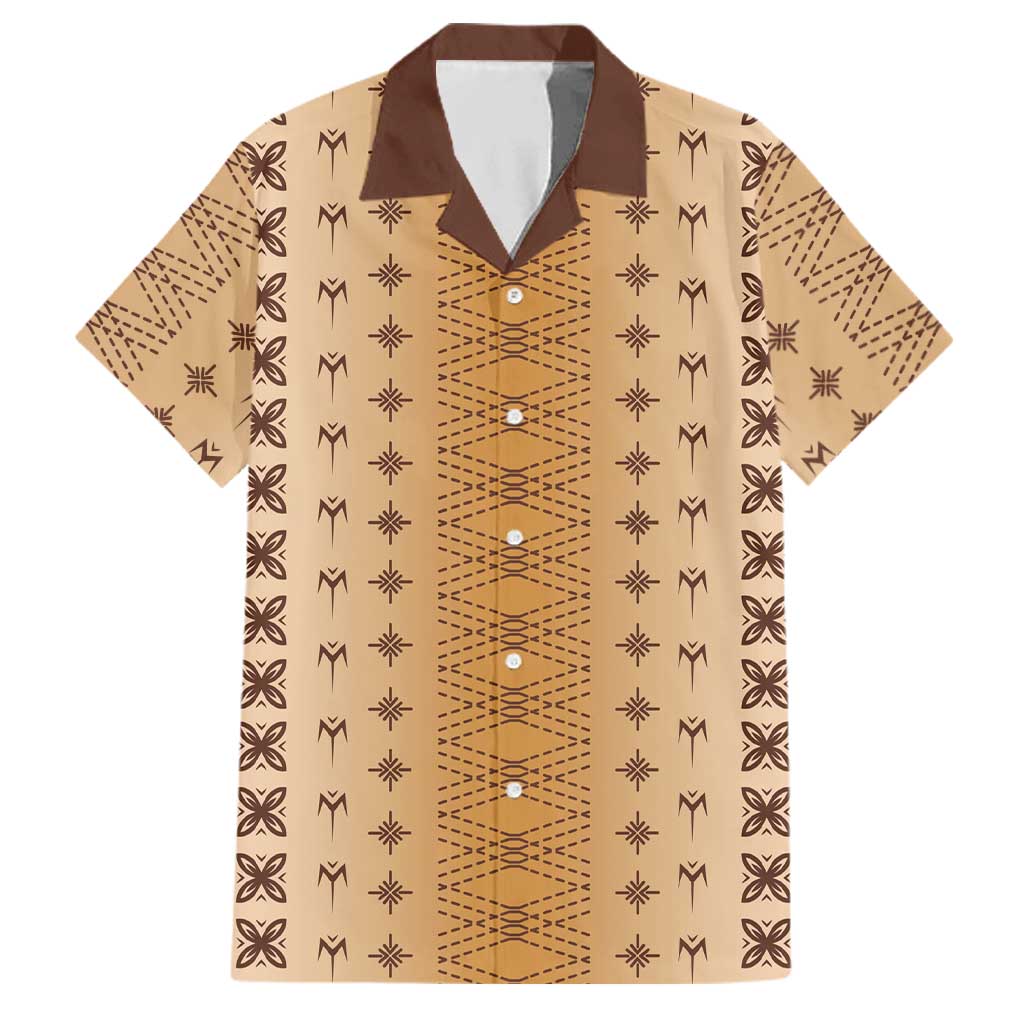 Beige Samoa Malu Tattoo Inspired Family Matching Off The Shoulder Long Sleeve Dress and Hawaiian Shirt LT05 Dad's Shirt - Short Sleeve Beige - Polynesian Pride