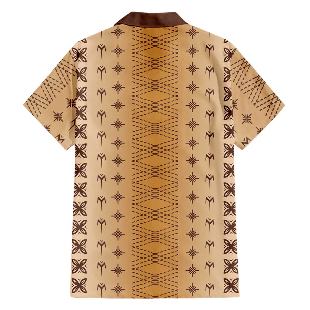 Beige Samoa Malu Tattoo Inspired Family Matching Off The Shoulder Long Sleeve Dress and Hawaiian Shirt LT05 - Polynesian Pride