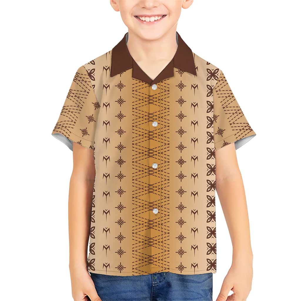Beige Samoa Malu Tattoo Inspired Family Matching Off The Shoulder Long Sleeve Dress and Hawaiian Shirt LT05 Son's Shirt Beige - Polynesian Pride