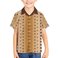 Beige Samoa Malu Tattoo Inspired Family Matching Off The Shoulder Long Sleeve Dress and Hawaiian Shirt LT05 Son's Shirt Beige - Polynesian Pride