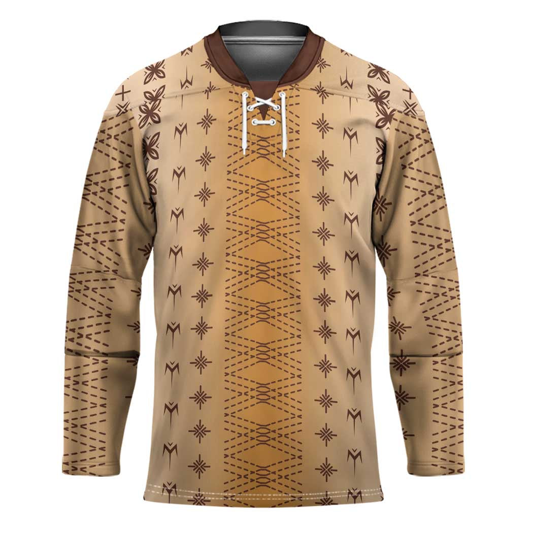 Beige Samoa Malu Tattoo Inspired Hockey Jersey - Polynesian Pride