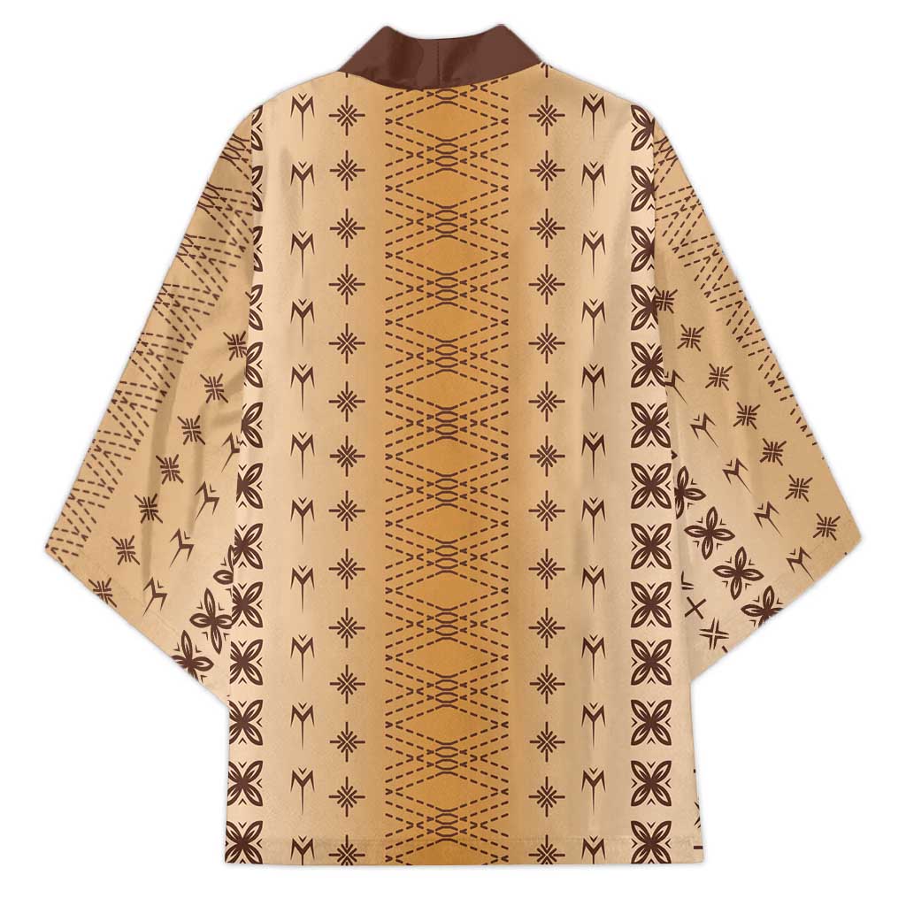 Beige Samoa Malu Tattoo Inspired Kimono - Polynesian Pride