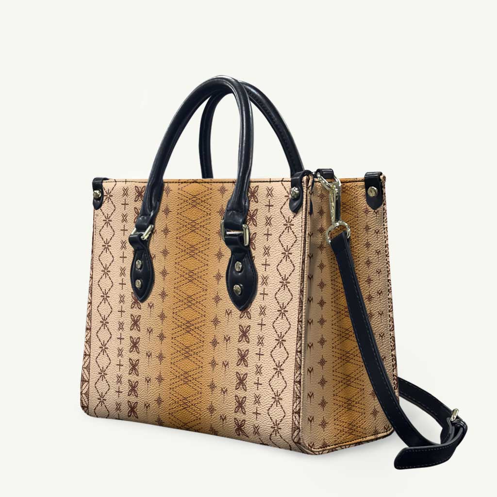 Beige Samoa Malu Tattoo Inspired Leather Bag - Polynesian Pride