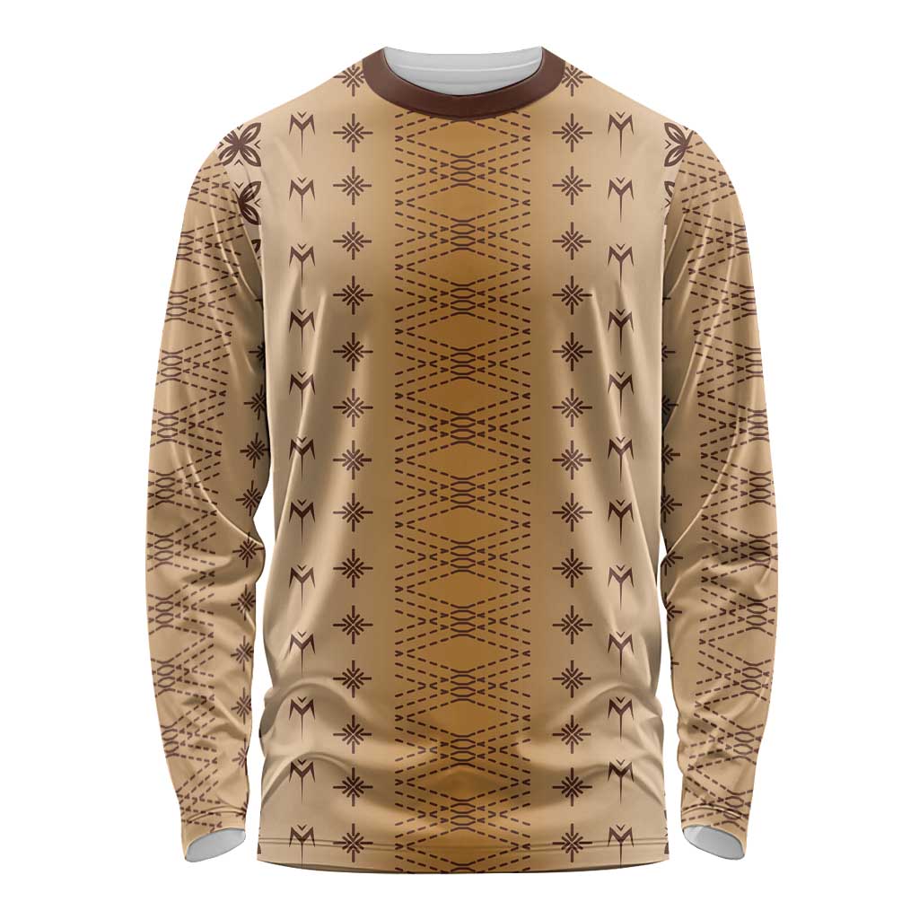 Beige Samoa Malu Tattoo Inspired Long Sleeve Shirt - Polynesian Pride