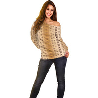 Beige Samoa Malu Tattoo Inspired Off Shoulder Sweater - Polynesian Pride