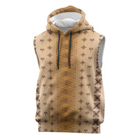 Beige Samoa Malu Tattoo Inspired Sleeveless Hoodie - Polynesian Pride