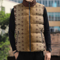 Beige Samoa Malu Tattoo Inspired Sleeveless Puffer Jacket - Polynesian Pride