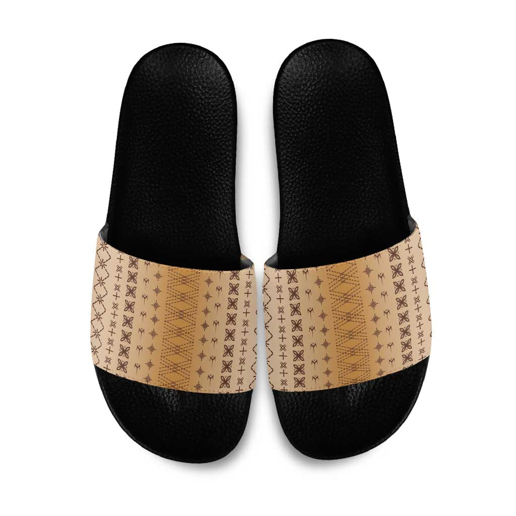 Beige Samoa Malu Tattoo Inspired Slide Sandals - Polynesian Pride