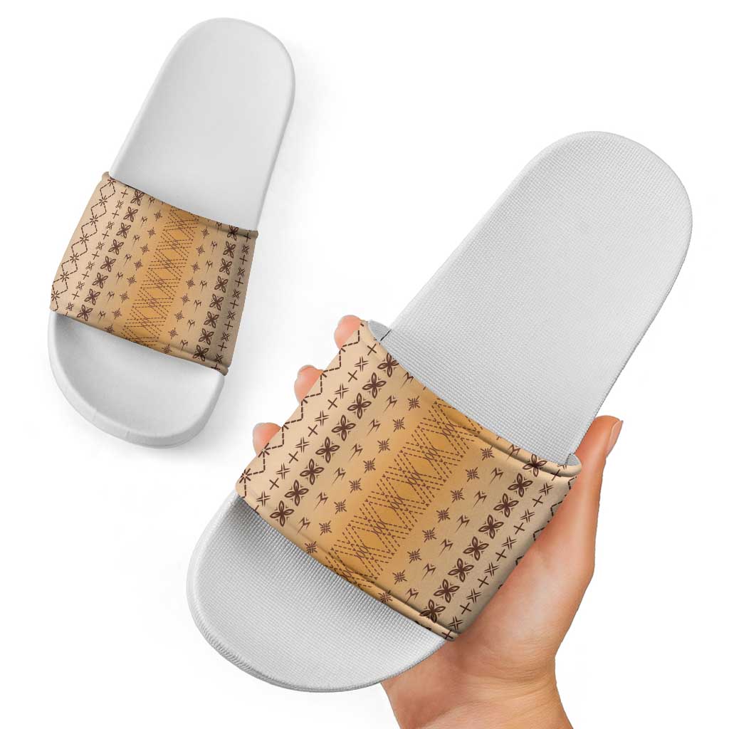Beige Samoa Malu Tattoo Inspired Slide Sandals - Polynesian Pride