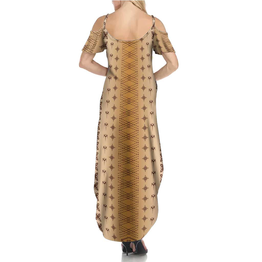 Beige Samoa Malu Tattoo Inspired Summer Maxi Dress - Polynesian Pride
