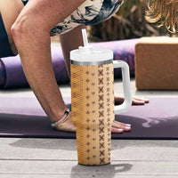 Beige Samoa Malu Tattoo Inspired Tumbler With Handle - Polynesian Pride