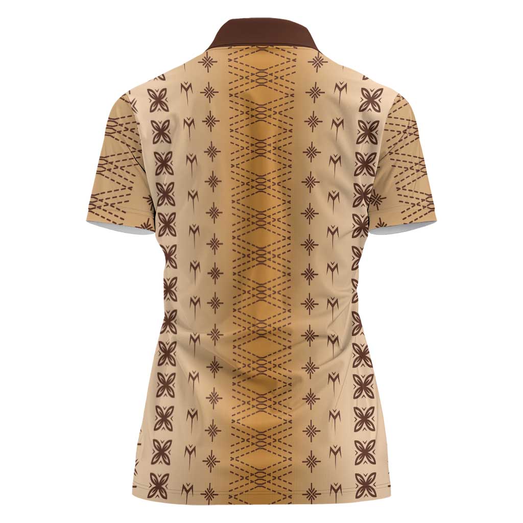 Beige Samoa Malu Tattoo Inspired Women Polo Shirt - Polynesian Pride