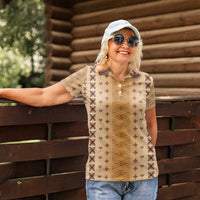 Beige Samoa Malu Tattoo Inspired Women Polo Shirt - Polynesian Pride