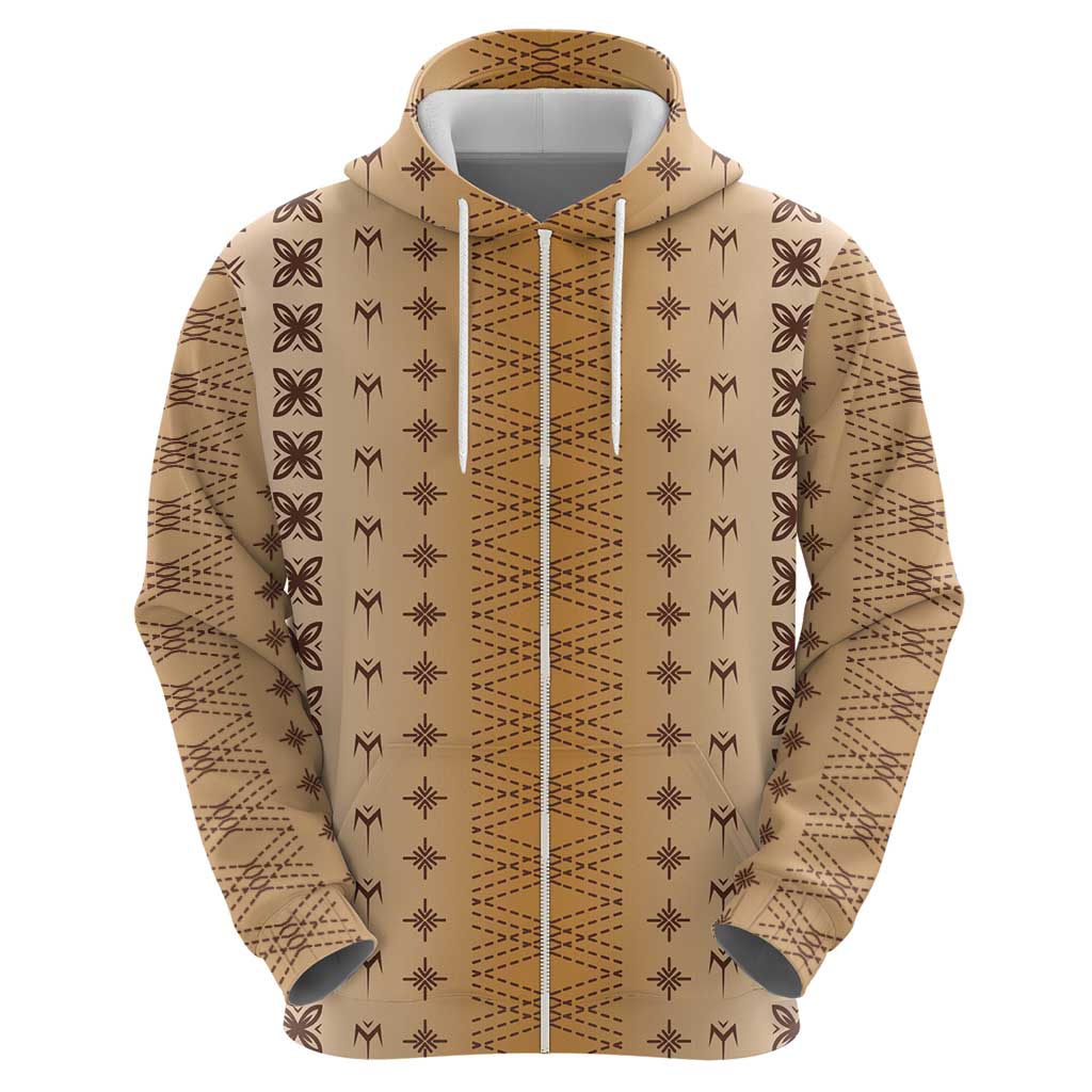 Beige Samoa Malu Tattoo Inspired Zip Hoodie - Polynesian Pride