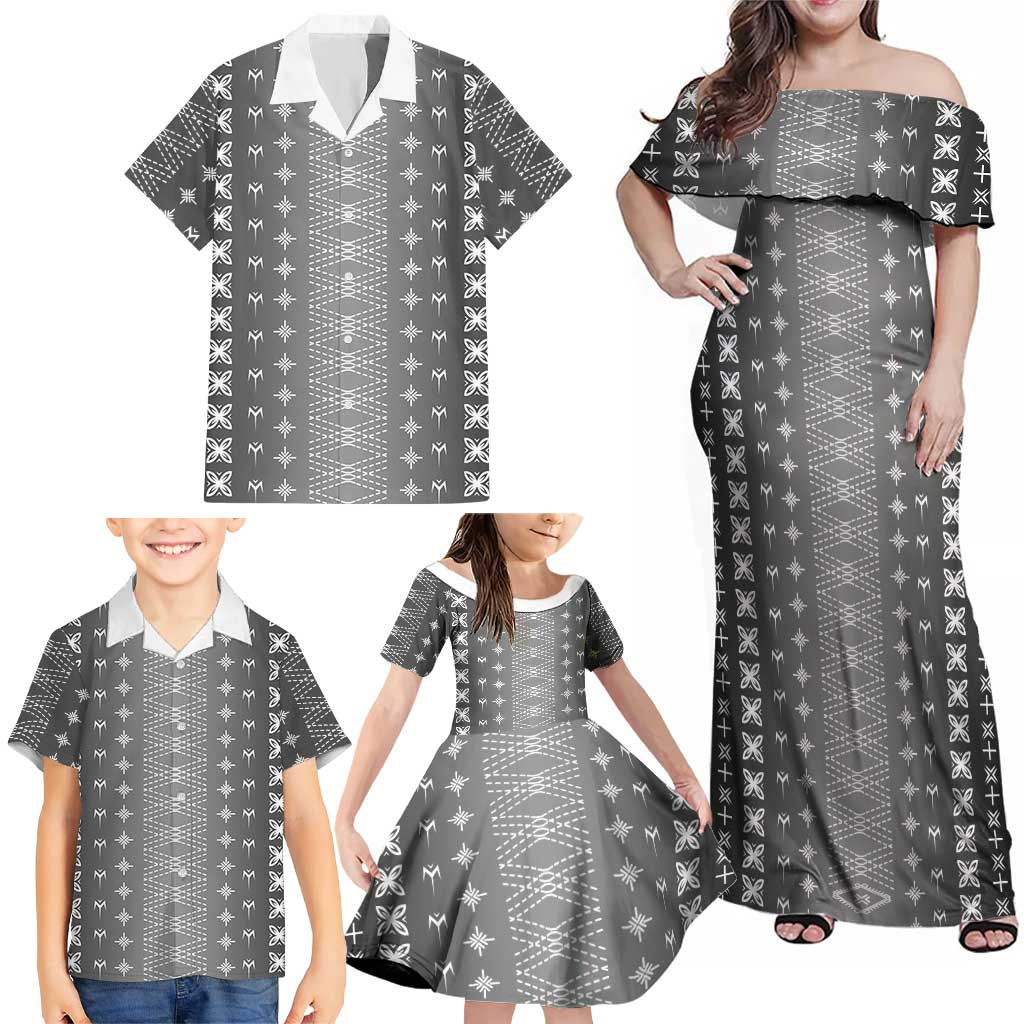 Black Samoa Malu Tattoo Inspired Family Matching Off Shoulder Maxi Dress and Hawaiian Shirt - Polynesian Pride