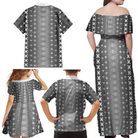 Black Samoa Malu Tattoo Inspired Family Matching Off Shoulder Maxi Dress and Hawaiian Shirt - Polynesian Pride