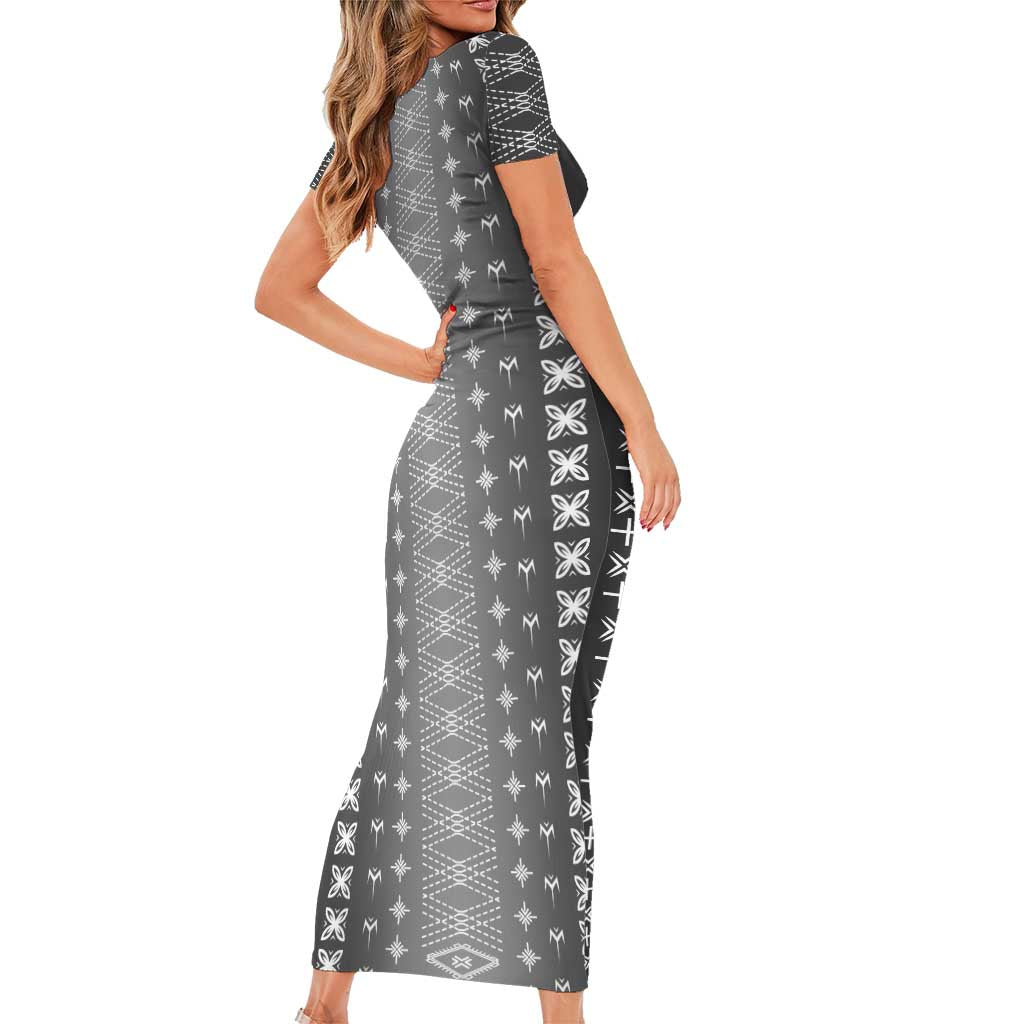 Black Samoa Malu Tattoo Inspired Family Matching Short Sleeve Bodycon Dress and Hawaiian Shirt - Polynesian Pride