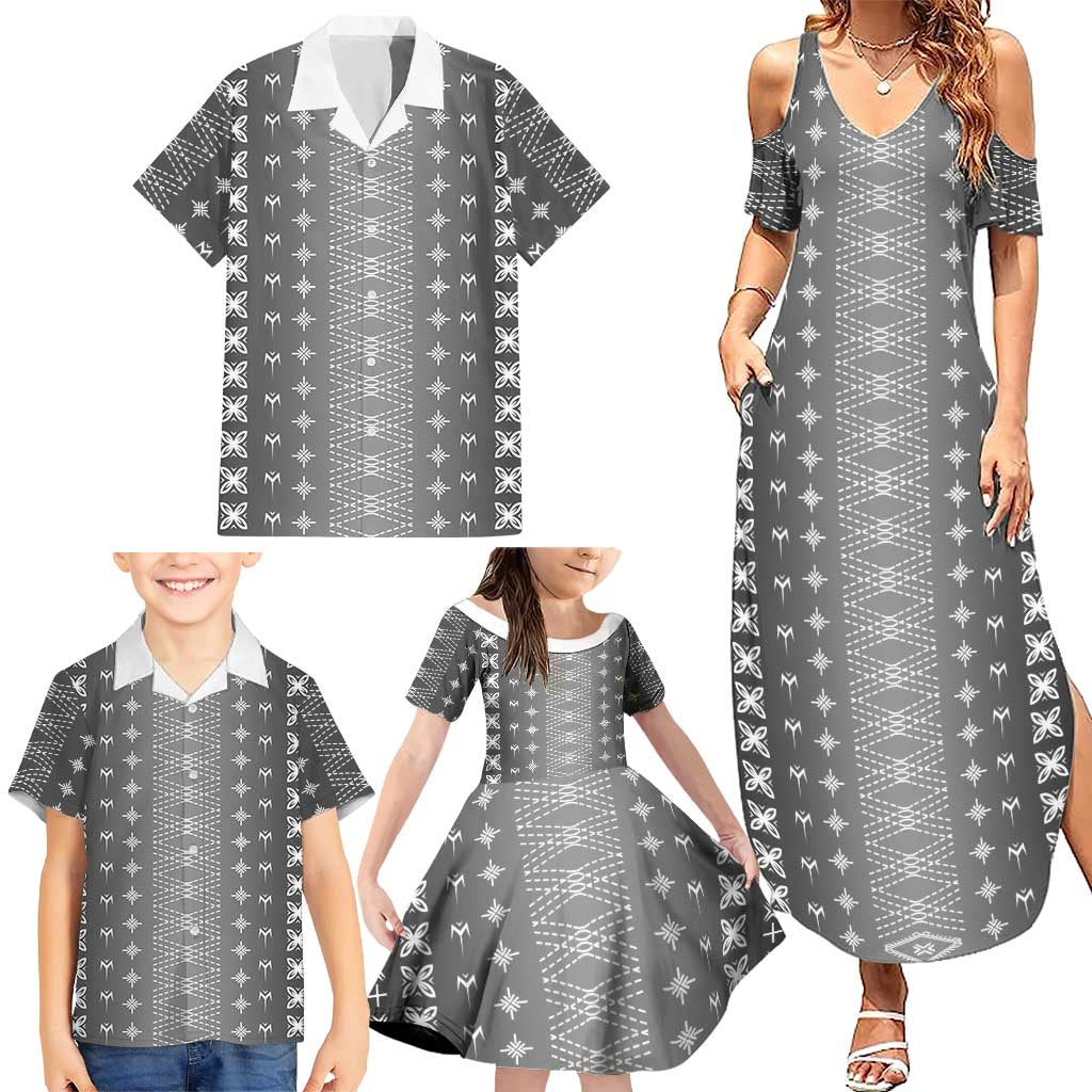 Black Samoa Malu Tattoo Inspired Family Matching Summer Maxi Dress and Hawaiian Shirt - Polynesian Pride