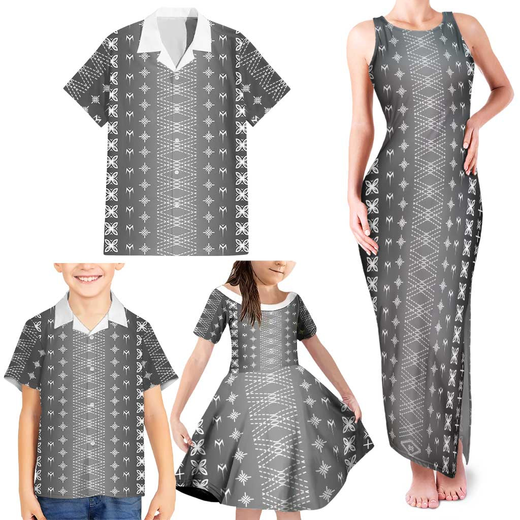 Black Samoa Malu Tattoo Inspired Family Matching Tank Maxi Dress and Hawaiian Shirt - Polynesian Pride