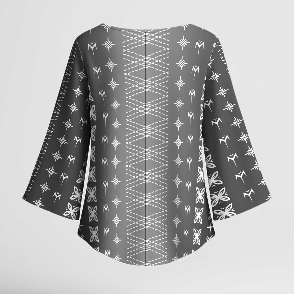 Black Samoa Malu Tattoo Inspired Kimono Sleeve Blouse - Polynesian Pride