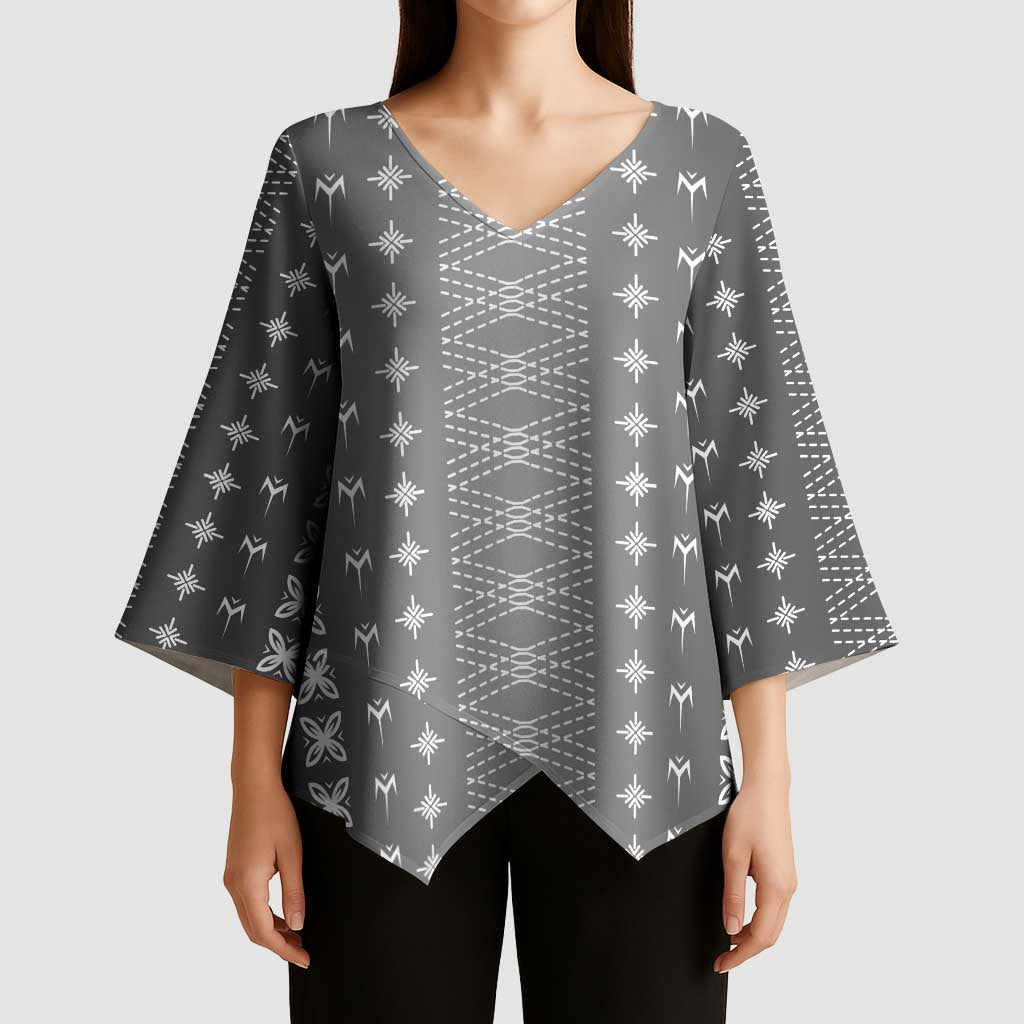 Black Samoa Malu Tattoo Inspired Kimono Sleeve Blouse - Polynesian Pride
