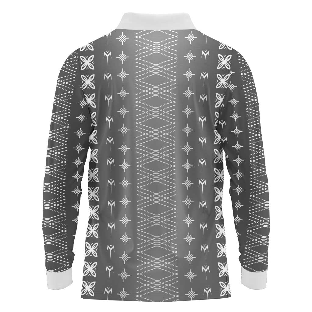 Black Samoa Malu Tattoo Inspired Long Sleeve Polo Shirt - Polynesian Pride