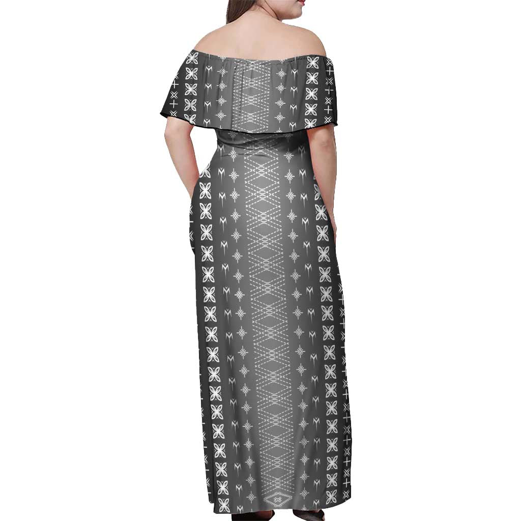Black Samoa Malu Tattoo Inspired Off Shoulder Maxi Dress - Polynesian Pride
