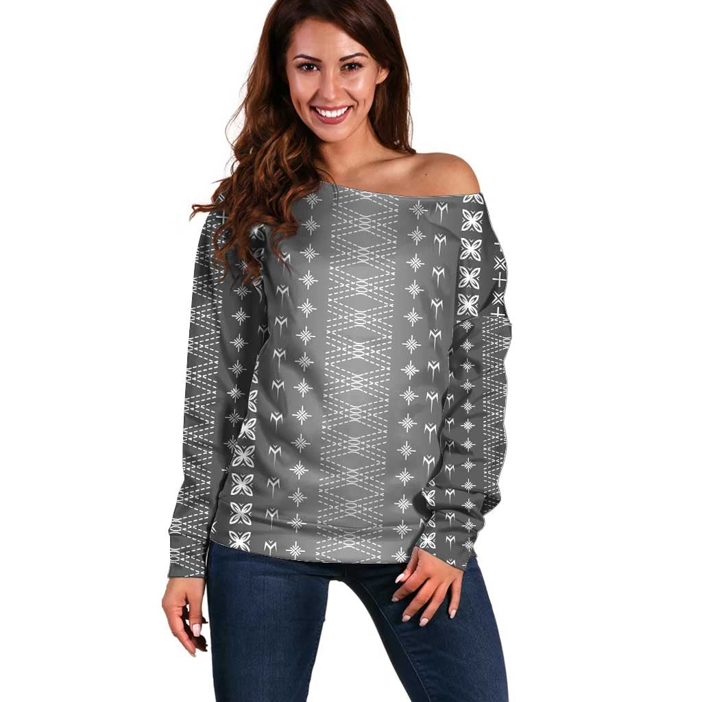 Black Samoa Malu Tattoo Inspired Off Shoulder Sweater - Polynesian Pride
