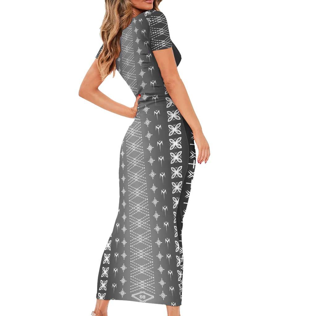 Black Samoa Malu Tattoo Inspired Short Sleeve Bodycon Dress - Polynesian Pride
