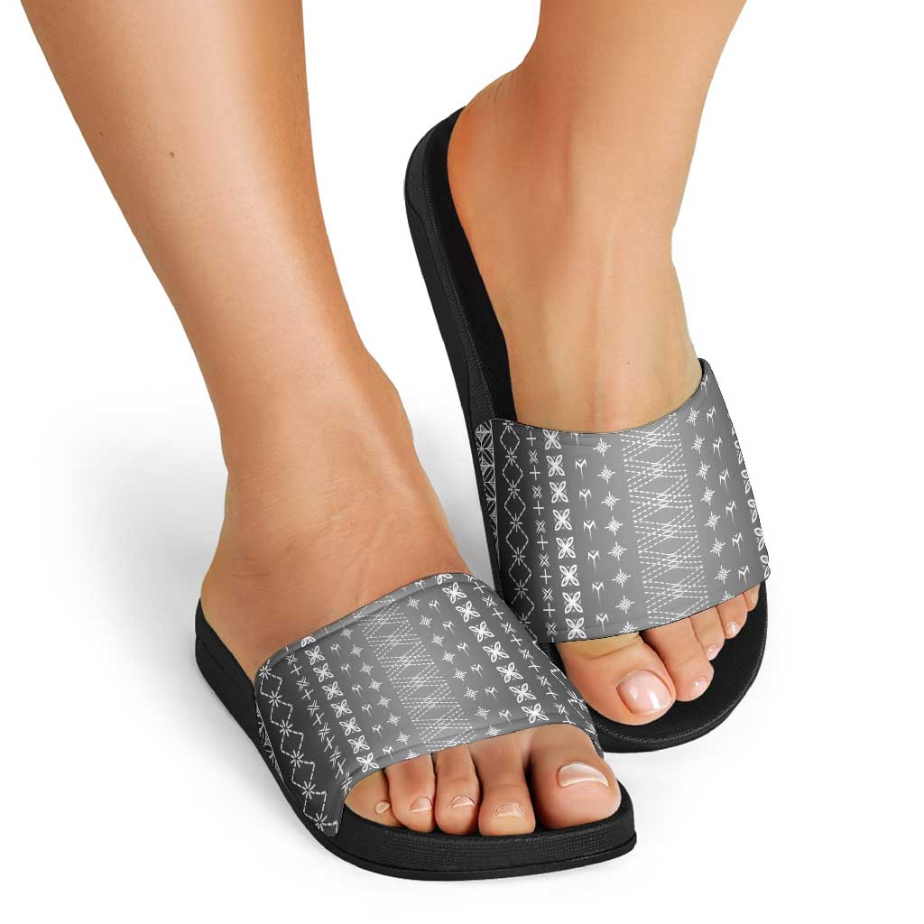 Black Samoa Malu Tattoo Inspired Slide Sandals - Polynesian Pride