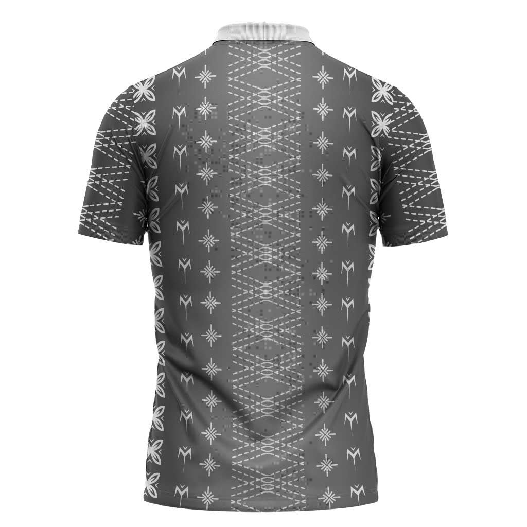 Black Samoa Malu Tattoo Inspired Zipper Polo Shirt - Polynesian Pride