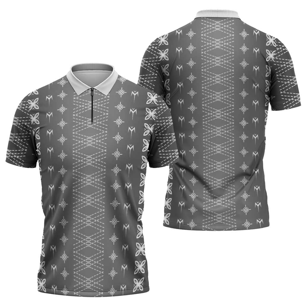 Black Samoa Malu Tattoo Inspired Zipper Polo Shirt - Polynesian Pride
