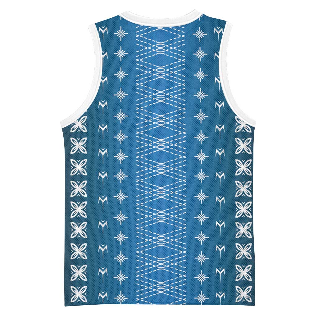Blue Samoa Malu Tattoo Inspired Basketball Jersey - Polynesian Pride