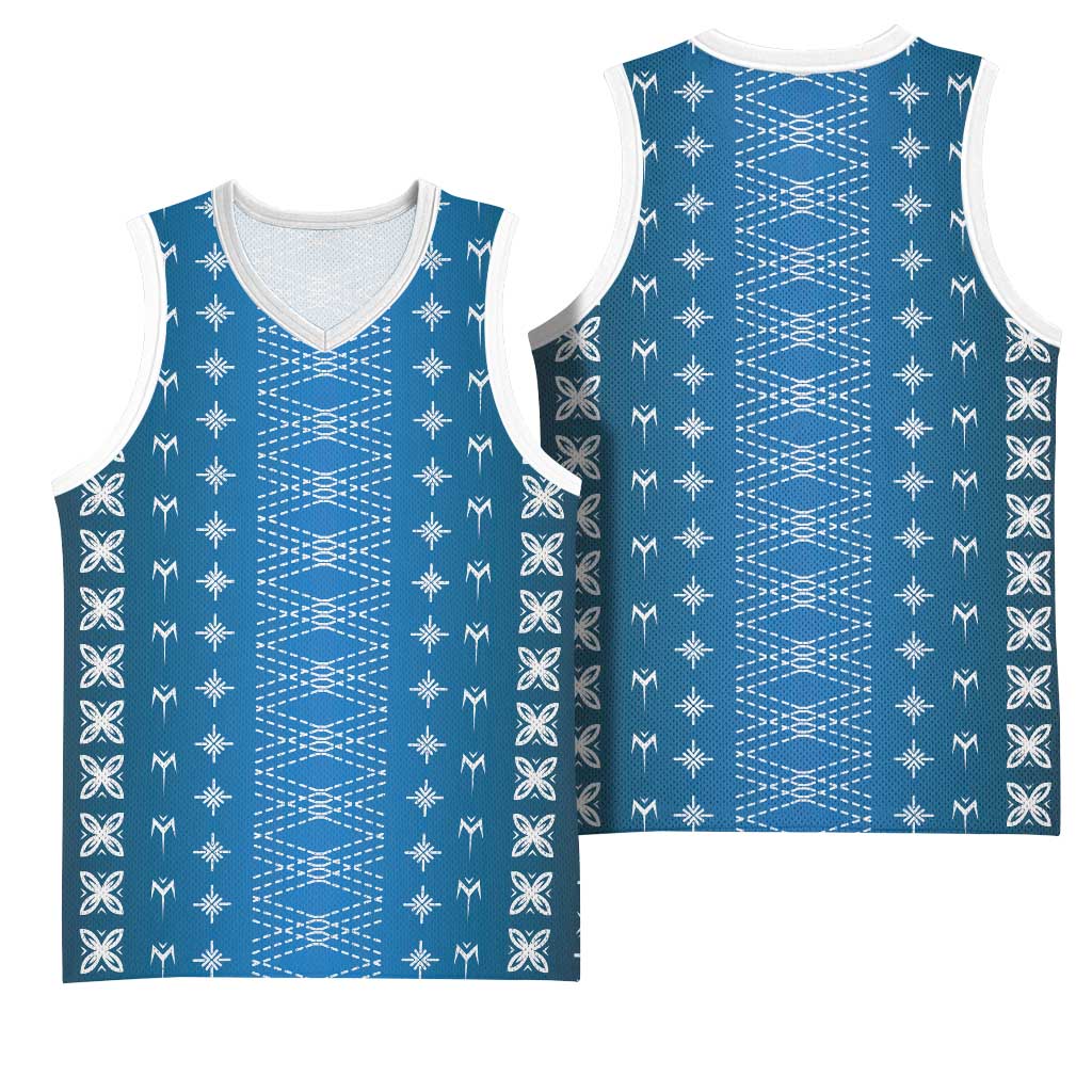 Blue Samoa Malu Tattoo Inspired Basketball Jersey - Polynesian Pride