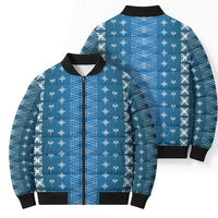 Blue Samoa Malu Tattoo Inspired Bomber Puffer Jacket - Polynesian Pride