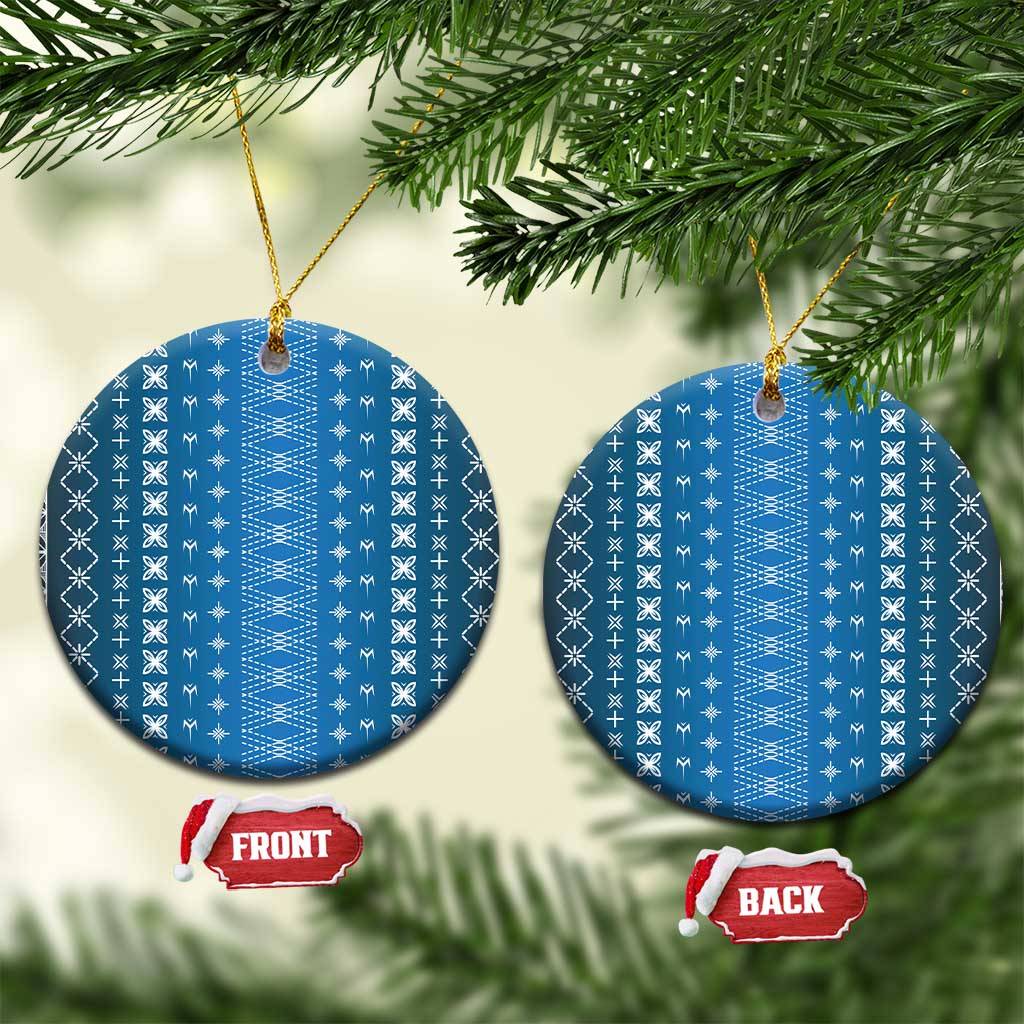 Blue Samoa Malu Tattoo Inspired Ceramic Ornament - Polynesian Pride