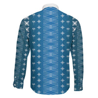 Blue Samoa Malu Tattoo Inspired Family Matching Long Sleeve Bodycon Dress and Hawaiian Shirt - Polynesian Pride