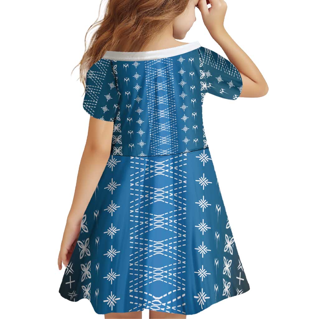 Blue Samoa Malu Tattoo Inspired Family Matching Off The Shoulder Long Sleeve Dress and Hawaiian Shirt - Polynesian Pride