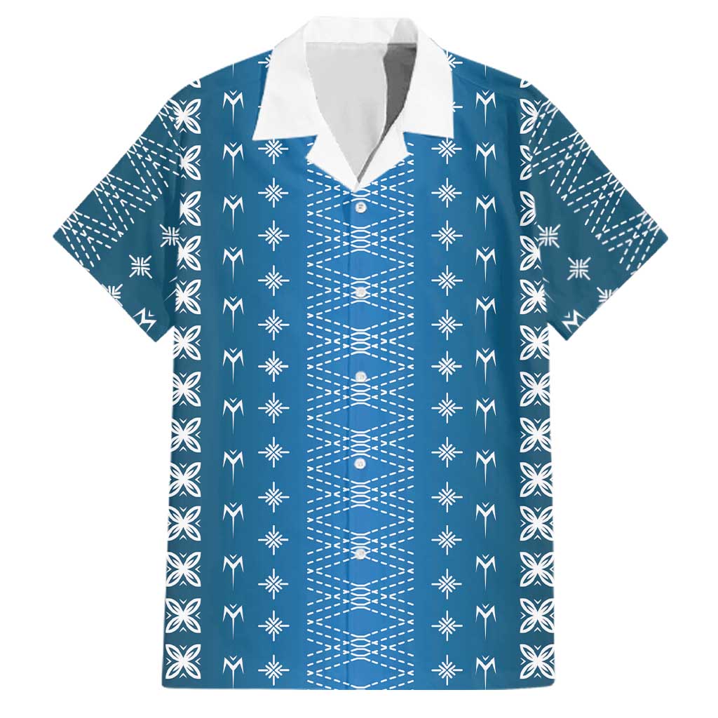 Blue Samoa Malu Tattoo Inspired Family Matching Summer Maxi Dress and Hawaiian Shirt - Polynesian Pride